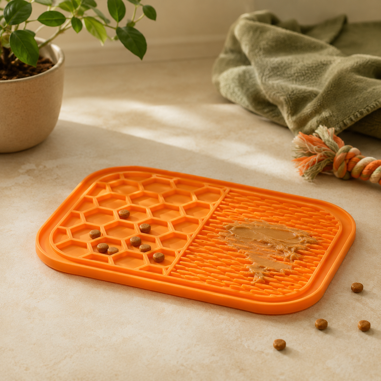 Non-slip dog licking mat for slow feeding and calming