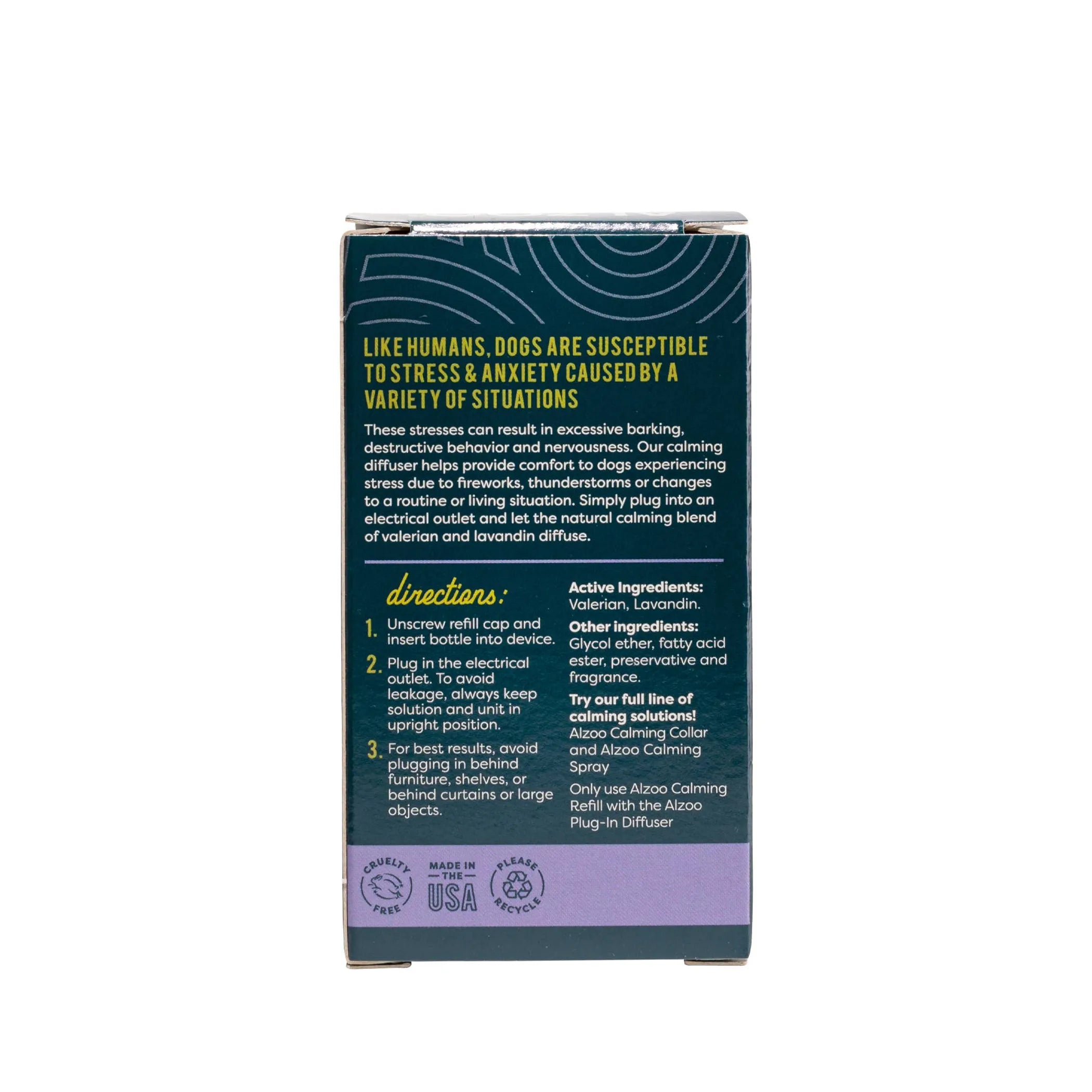 ALZOO Plant-Based Calming Diffuser Refill for Dogs — Valerian & Lavandin Blend