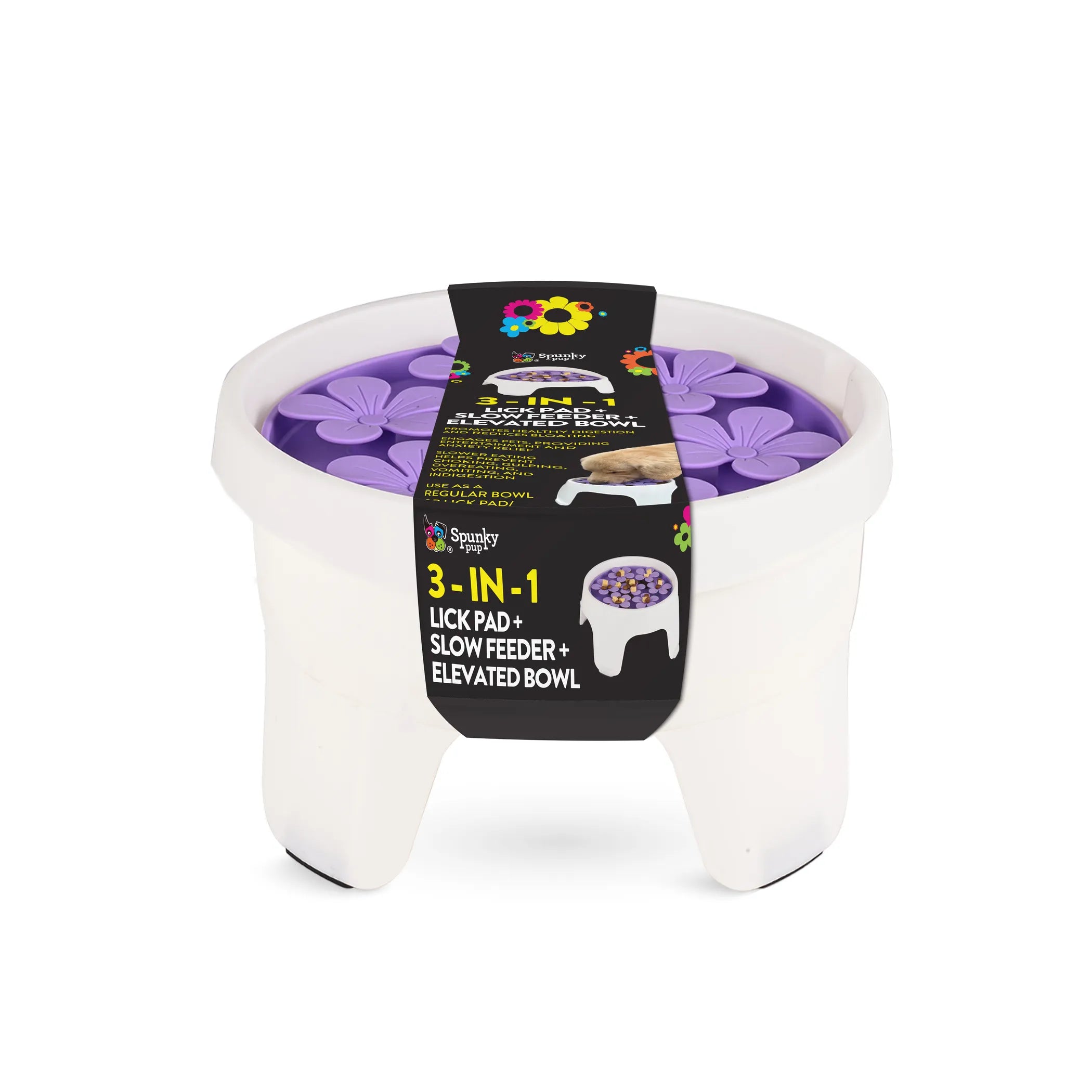 3-in-1 Lick Mat, Slow Feeder & Elevated Bowl for Dogs - Calming Mealtime Enrichment