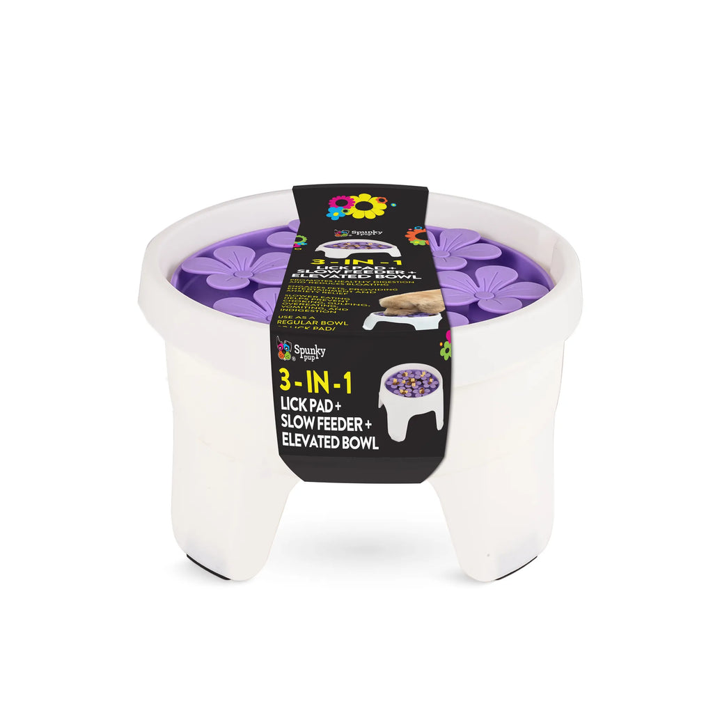 3-in-1 Lick Mat, Slow Feeder & Elevated Bowl for Dogs - Calming Mealtime Enrichment