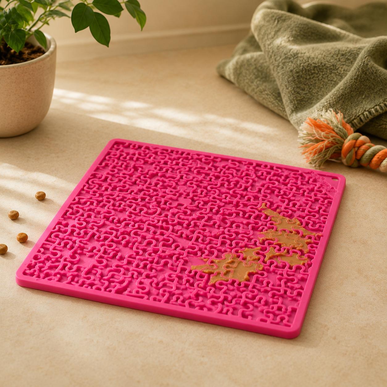 Jigsaw Enrichment Lick Mat for Dogs - Calming Slow Feeder Activity Mat