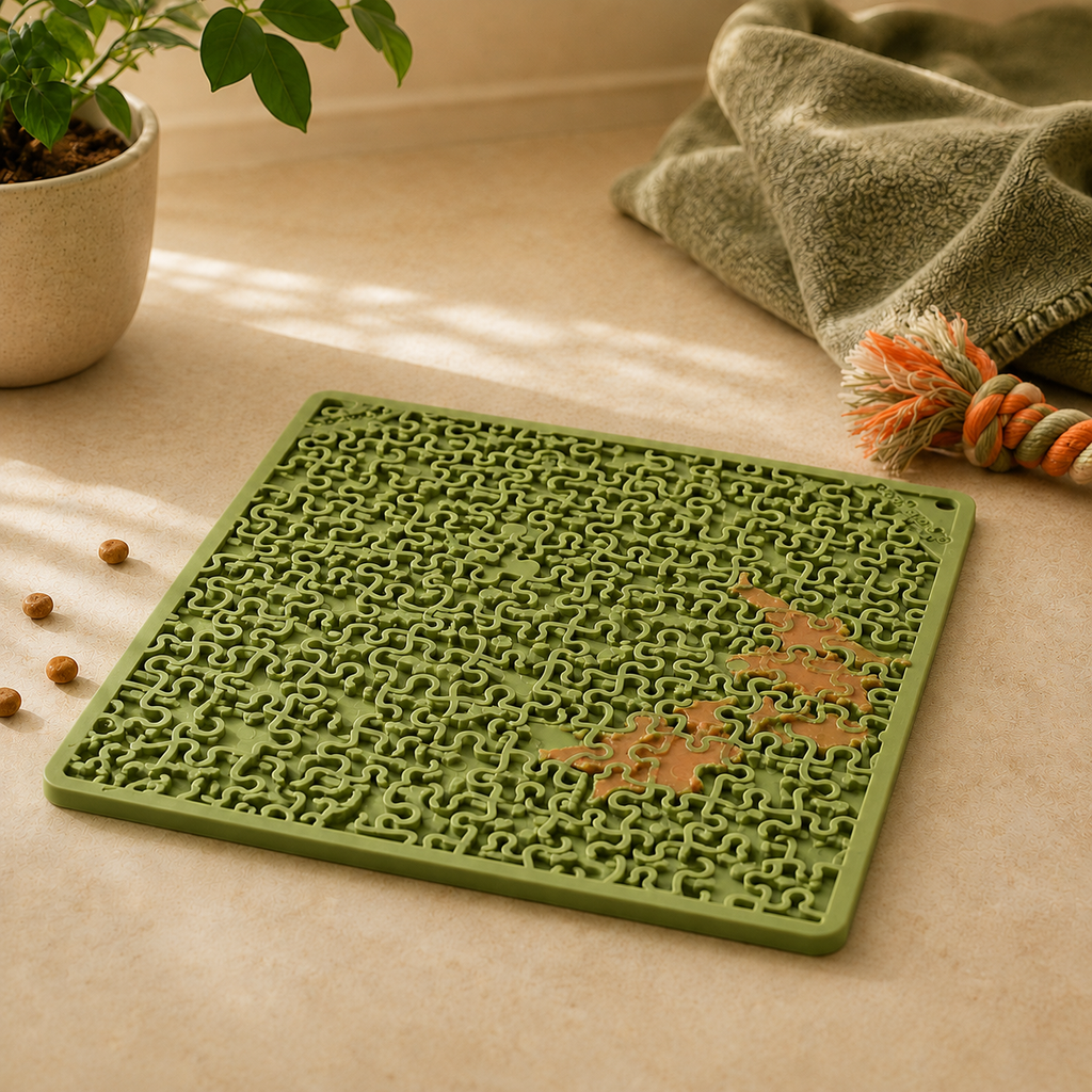 Jigsaw Enrichment Lick Mat for Dogs - Calming Slow Feeder Activity Mat
